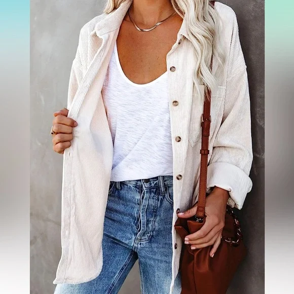 Corduroy Button Down Top - Picture 2 of 11